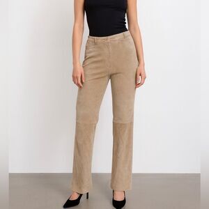 Yvonne Marie Suede Leather Pants Women’s Size 2 Beige Straight Leg Vintage